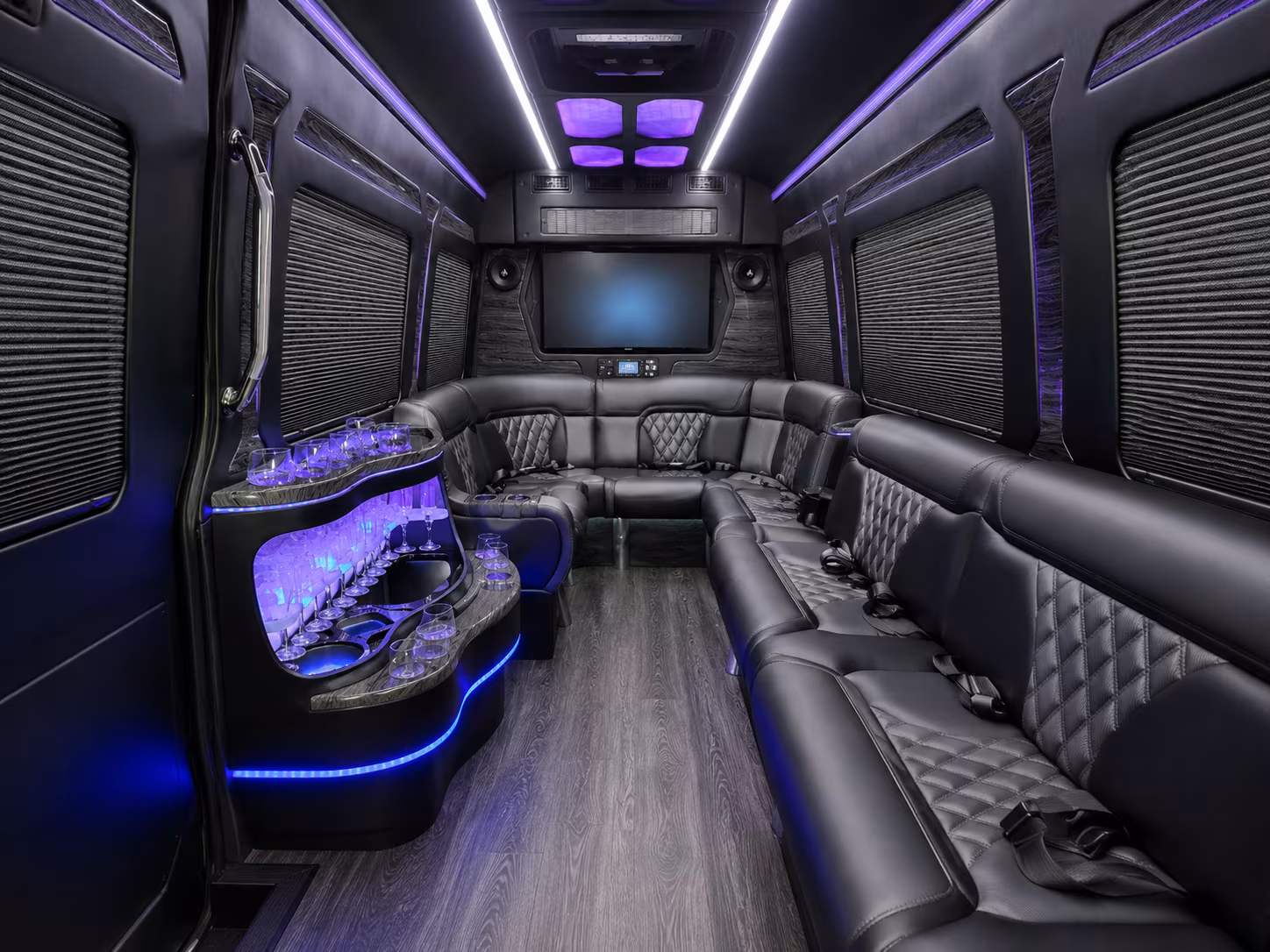 mount pleasant 30 passenger party bus inside